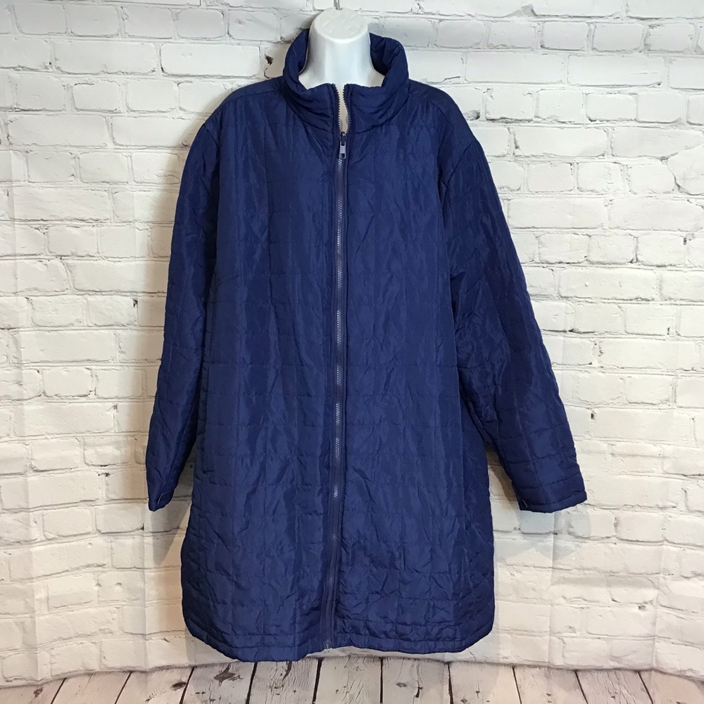 WOMAN WITHIN PUFFER COAT PACKABLE LIGHTWEIGHT NAVY NWOT SZ 2X